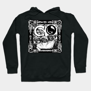 Pug Dog Cerberus - Black Outlined Version Hoodie